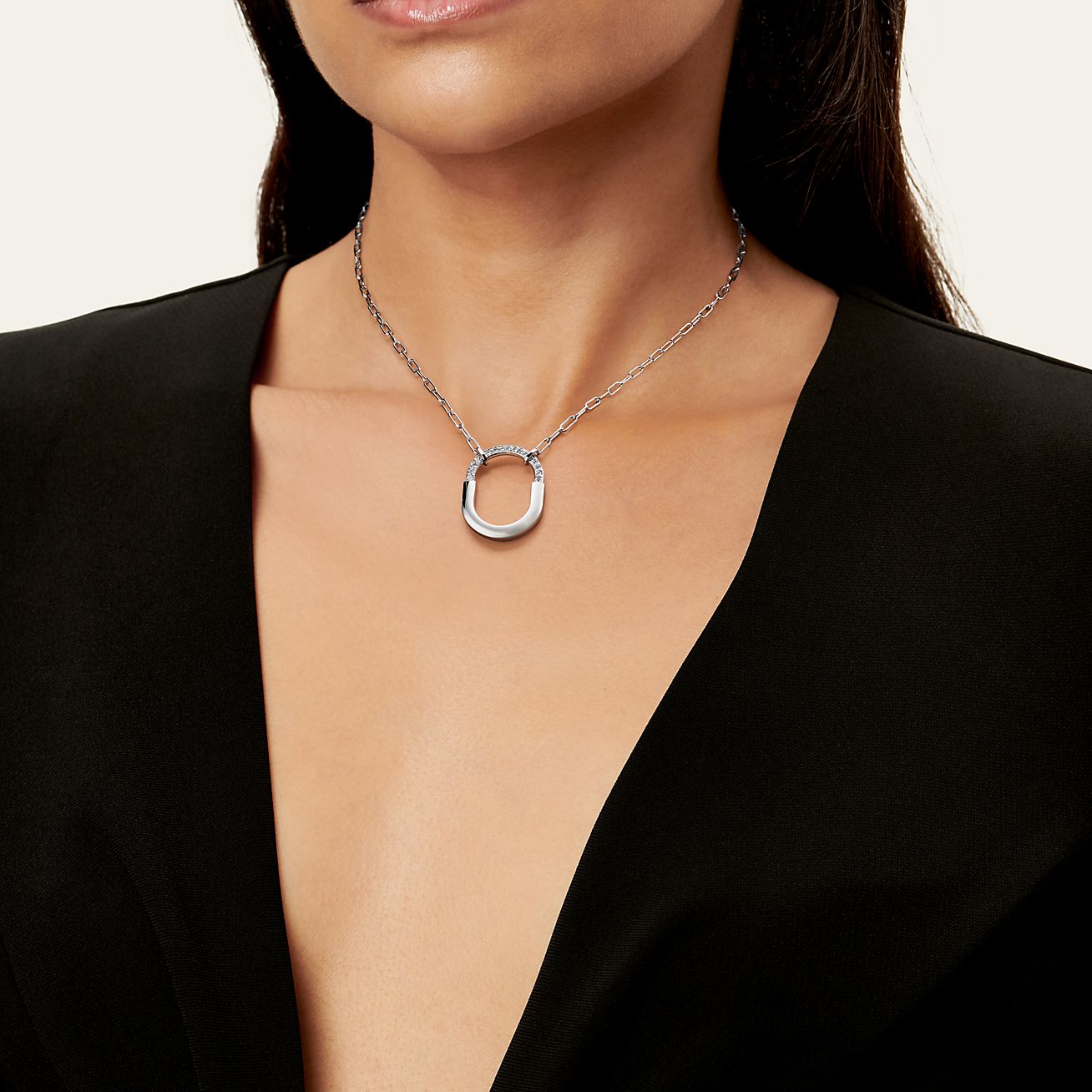 Tiffany lock necklace - دكان الفضه silver Dukkan