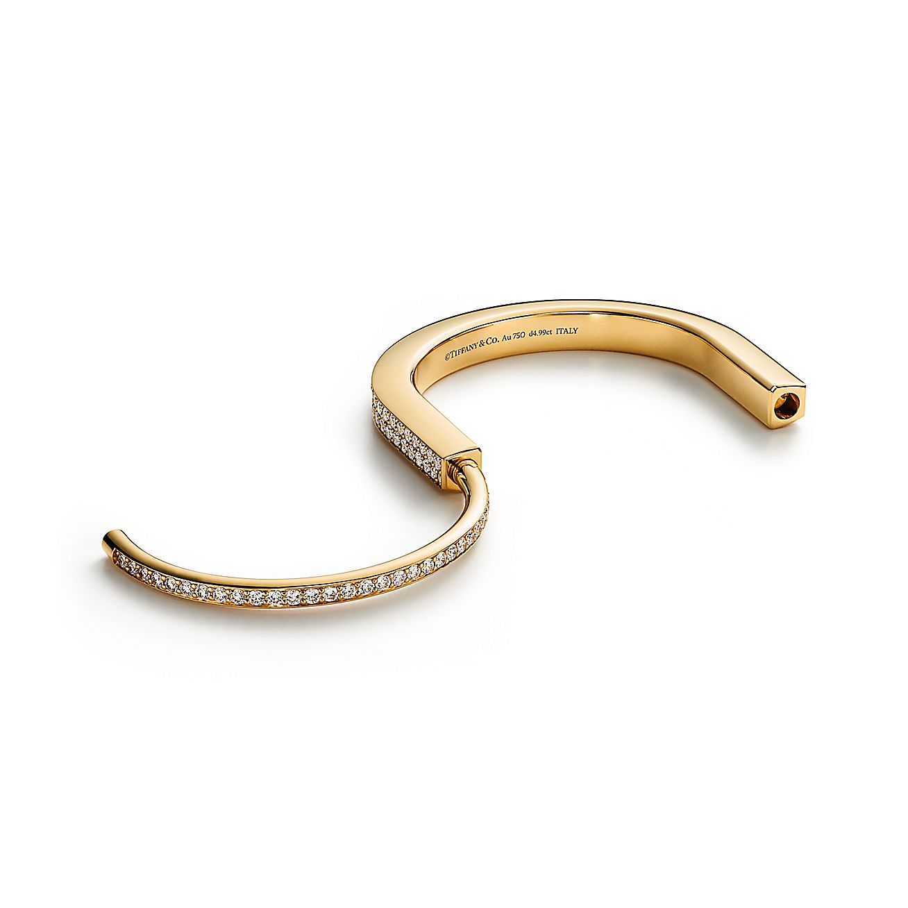 Tiffany Lock Bangle in Yellow Gold with Full Pavé Diamonds - Alternate shot 1 - Alternate shot 2 - Alternate shot 3 - Alternate shot 4