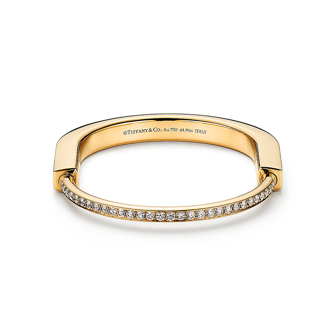 Tiffany Lock Bangle in Yellow Gold with Full Pavé Diamonds - Alternate shot 1 - Alternate shot 2