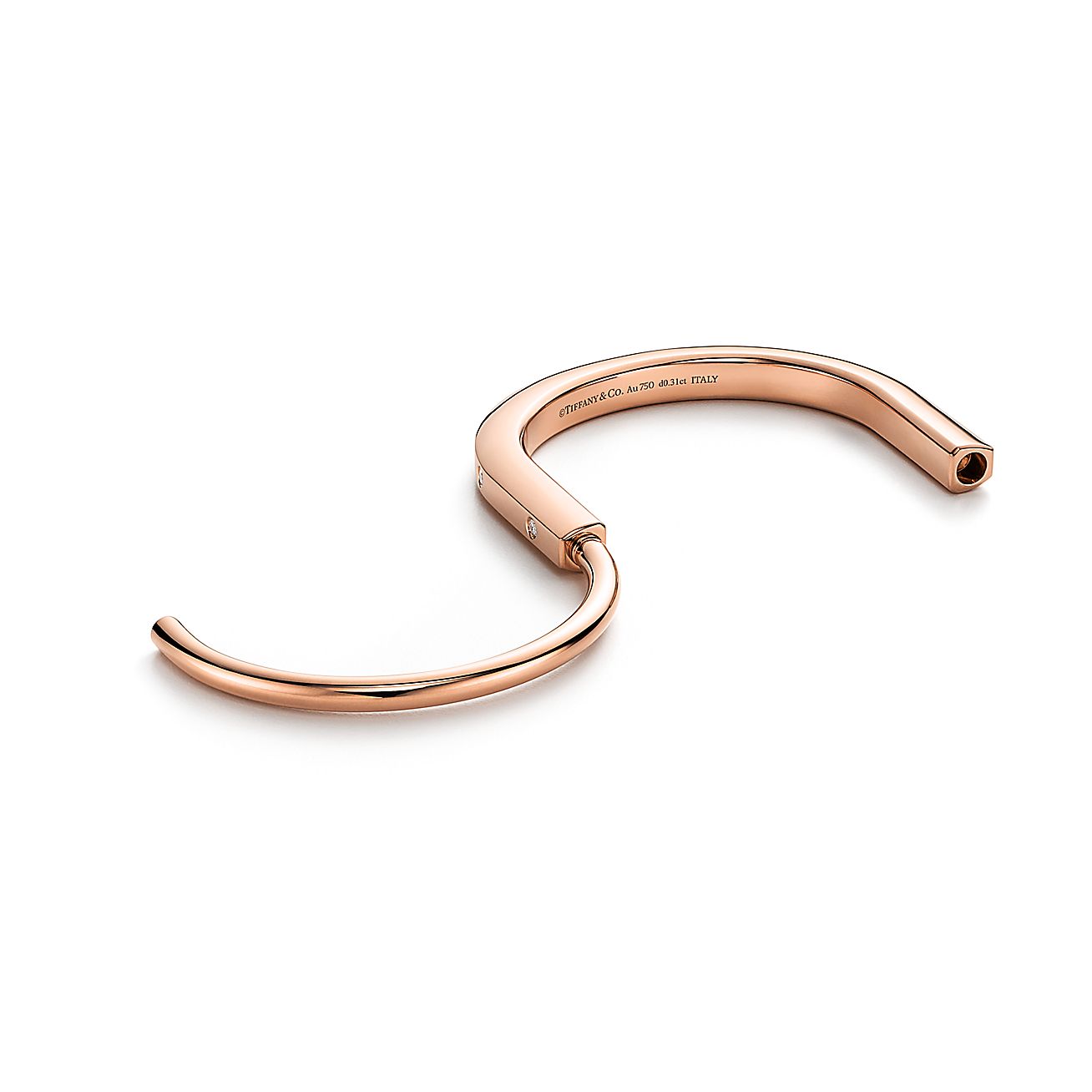 Tiffany Lock Bangle in Rose Gold with Diamond Accents - Alternate shot 1 - Alternate shot 2 - Alternate shot 3 - Alternate shot 4