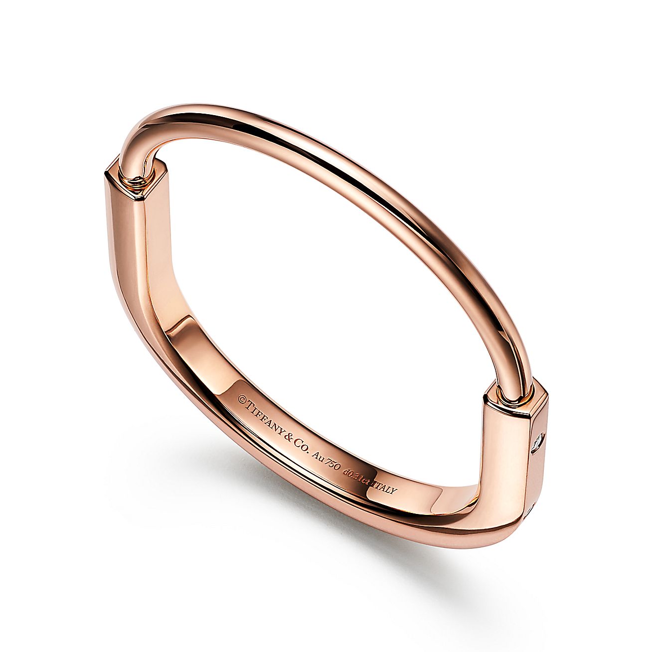 Tiffany Lock Bangle in Rose Gold with Diamond Accents - Alternate shot 1