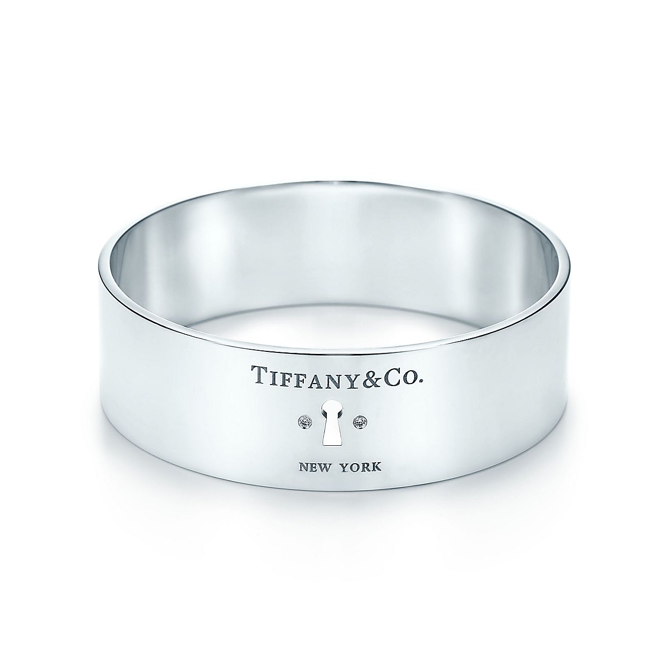 Tiffany Locks wide bangle in sterling silver with diamonds, small ...