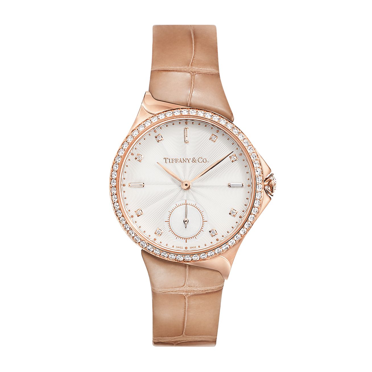 Tiffany Metro 3 Hand 34 Mm Watch In 18k Rose Gold With Diamonds Tiffany Co
