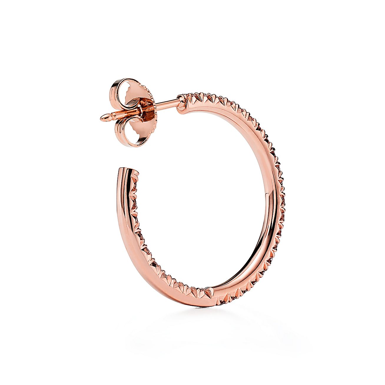 Tiffany Metro Hoop Earrings in Rose Gold with Diamonds, Medium - Alternate shot 1 - Alternate shot 2
