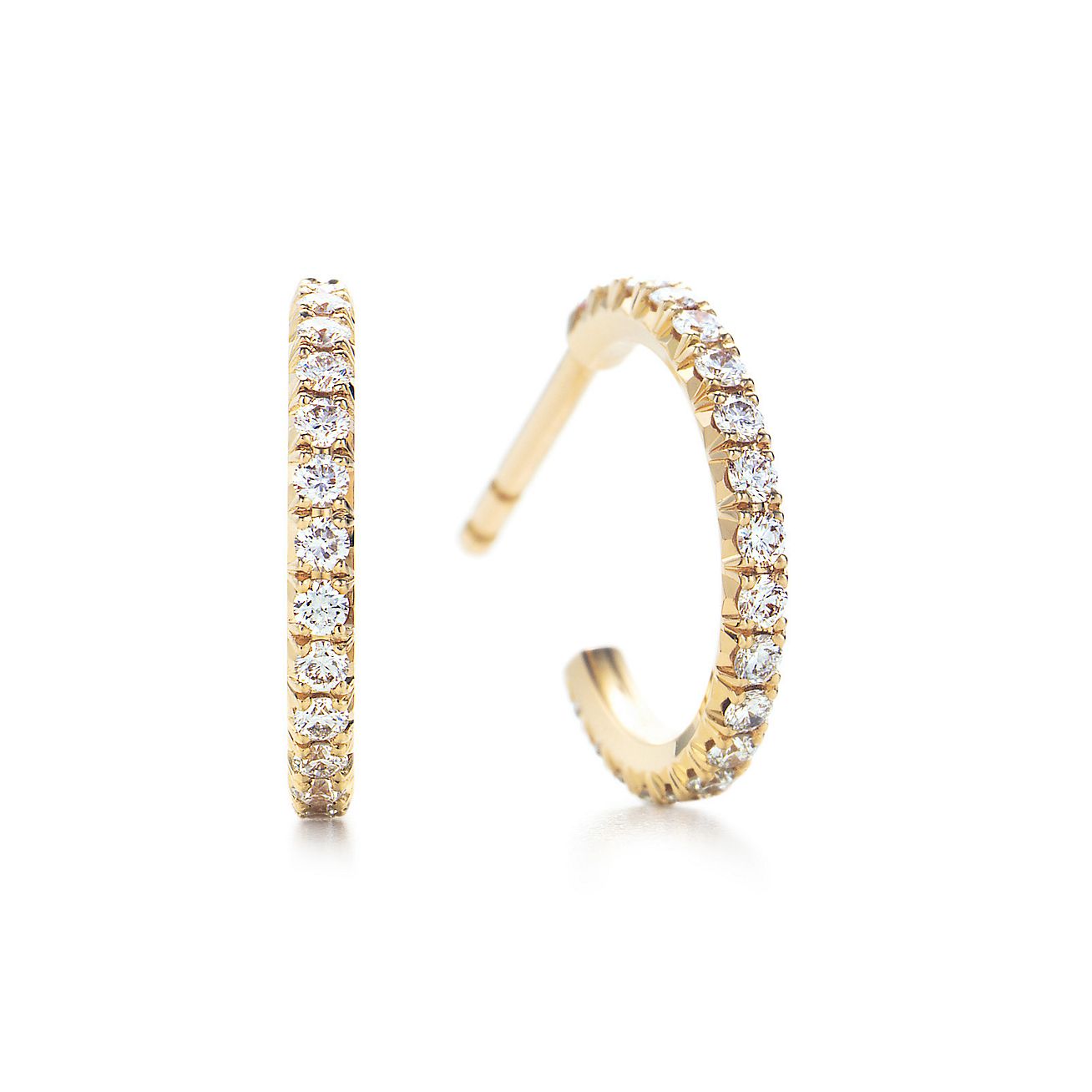 Tiffany Metro Hoop Earrings in 18K White Gold with Diamonds, Small, Size: Small