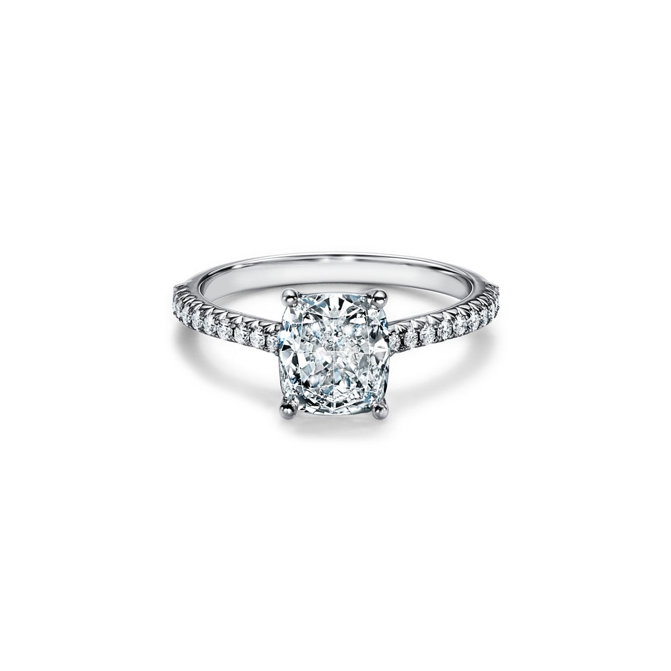 cushion cut solitaire pave engagement rings
