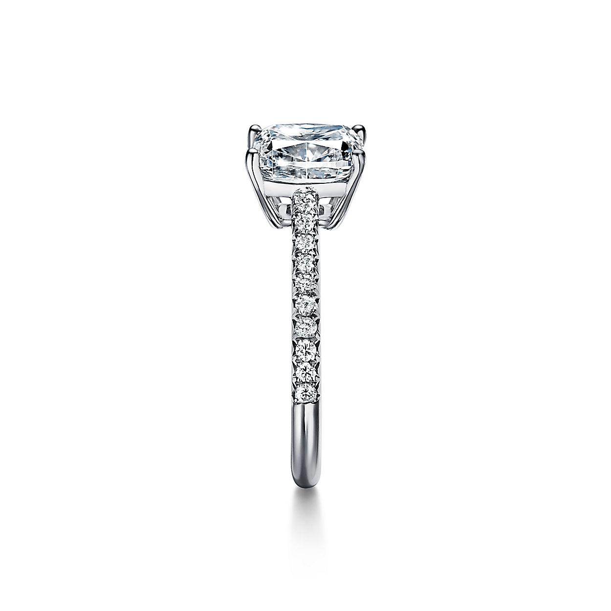 Tiffany Novo Cushion Cut Engagement Ring With A Pave Diamond