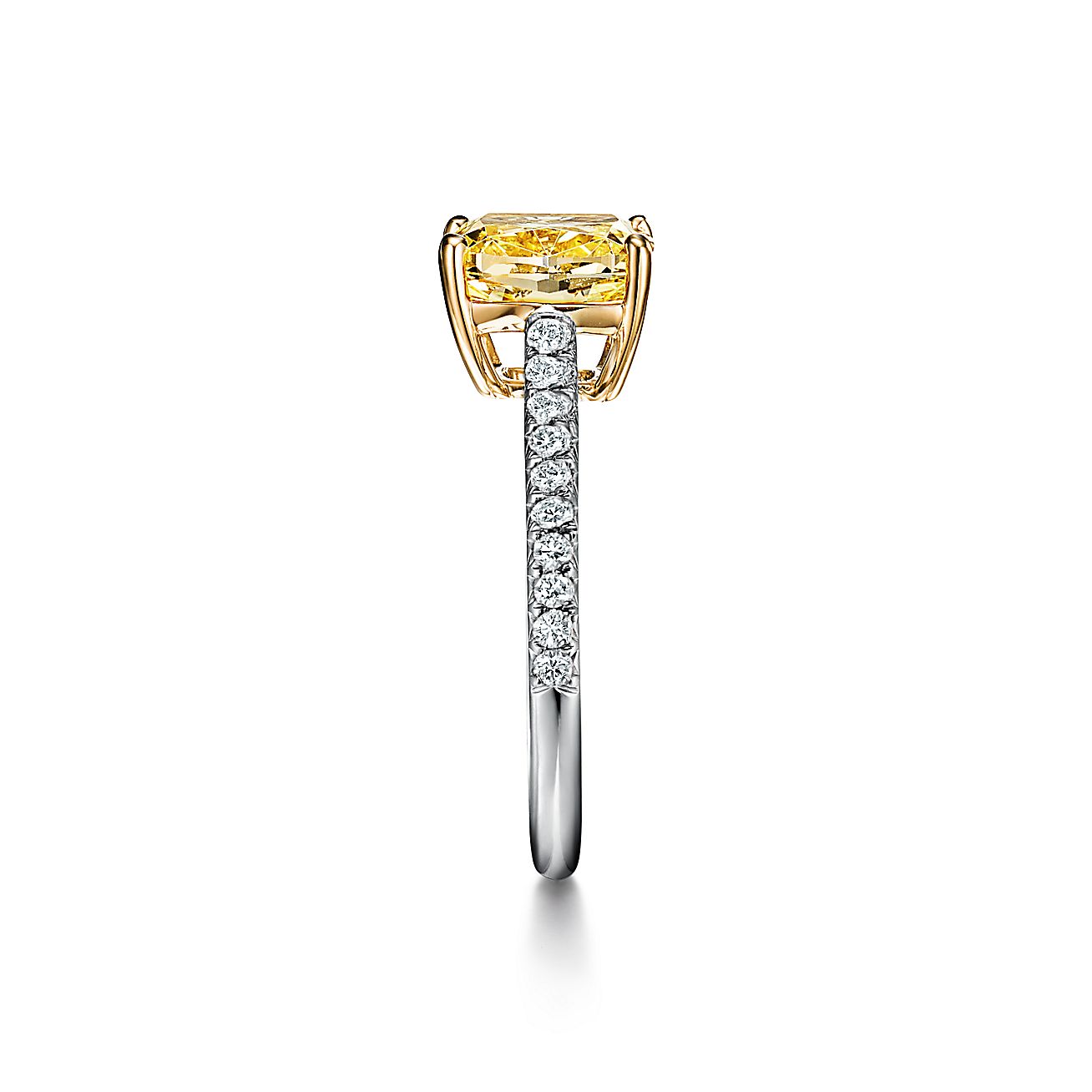 Tiffany Novo® Yellow Diamond Engagement Ring with a Pavé Diamond Platinum  Band
