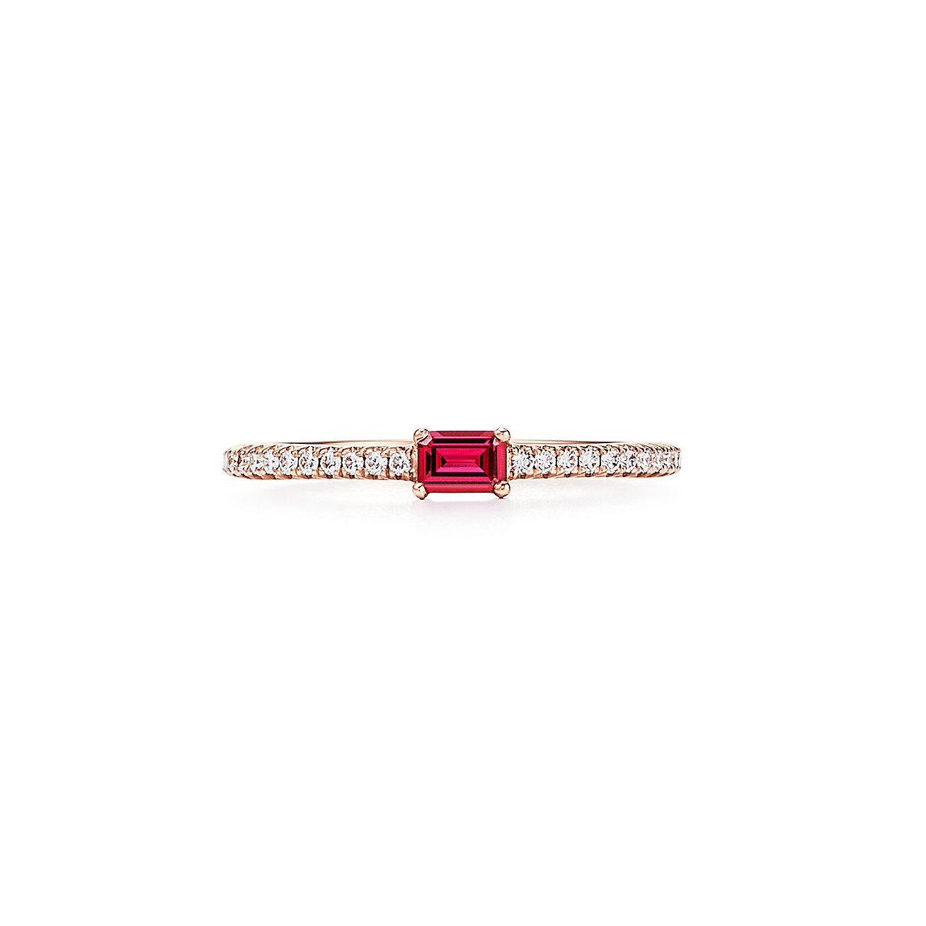 Tiffany Novo Horizon Ring In 18k Rose Gold With A Ruby And Diamonds Tiffany Co