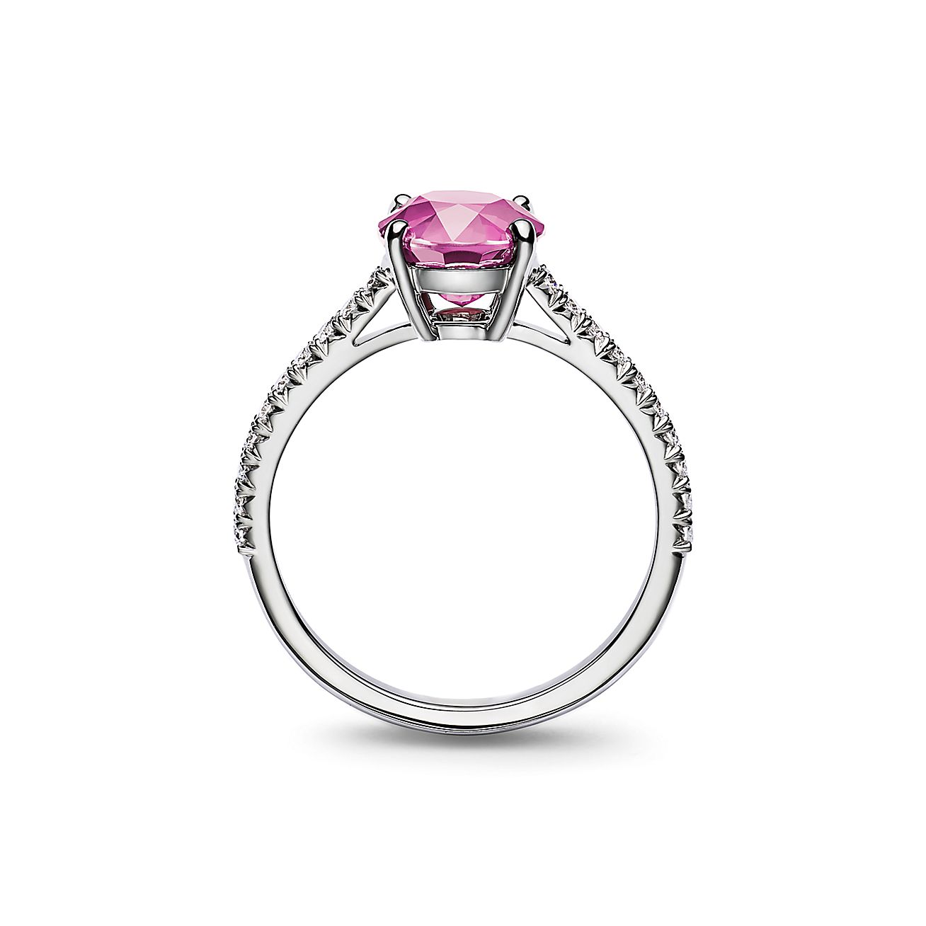 Lima Supersonische snelheid Kinderdag Tiffany Novo® Round Pink Sapphire Ring in Platinum with Pavé Diamonds |  Tiffany & Co.