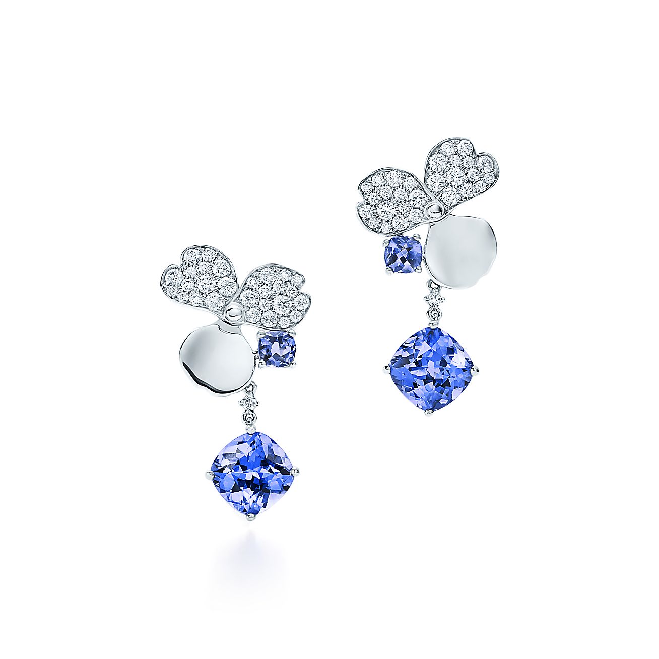 Tiffany Paper Flowers Ohrhanger Mit Diamantblute Und Tansanit In Platin Tiffany Co