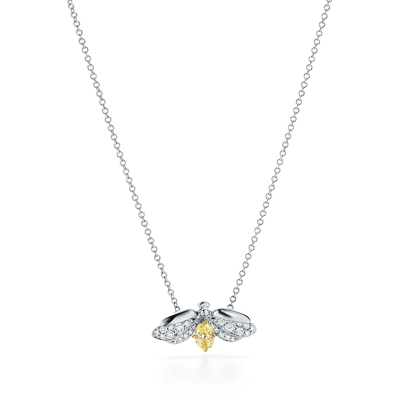 Tiffany Paper Flowers™ yellow diamond firefly pendant in platinum
