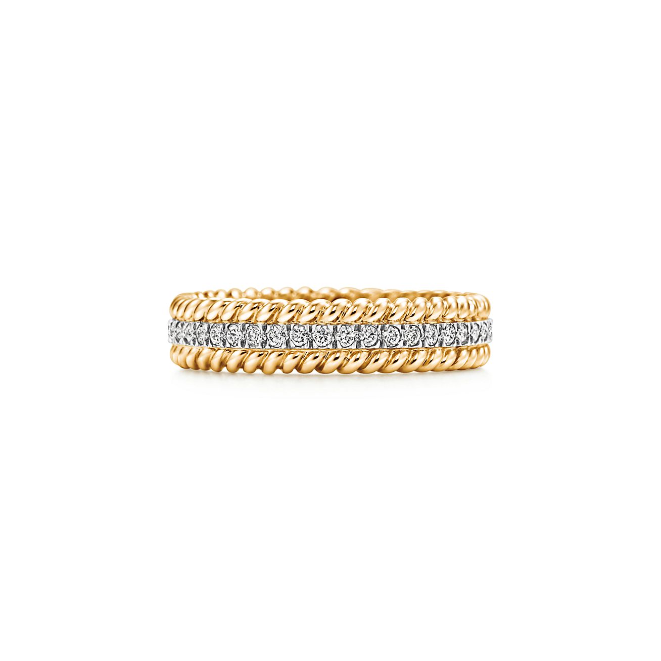 日本未入荷 CRAFTD London ROPE RING Tiffany & Co. Schlumberger 0.77ct Diamond Rope 6-Row X Ring