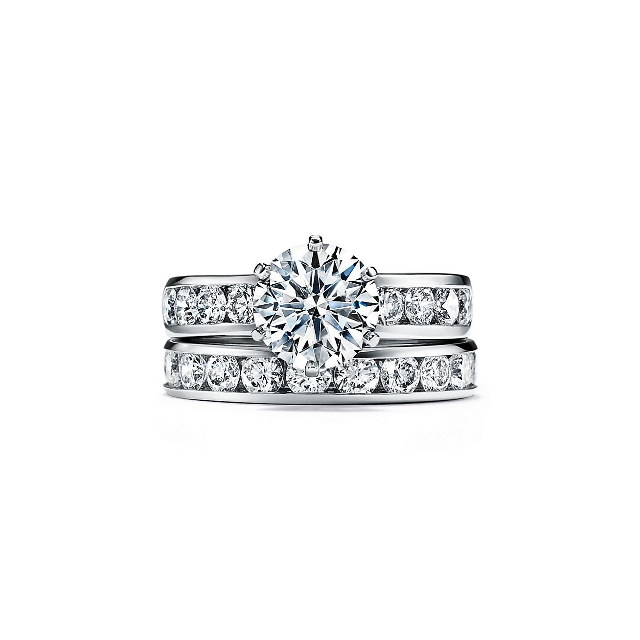 Tiffany® Setting 鉑金槽式鑲嵌鑽石環訂婚戒指