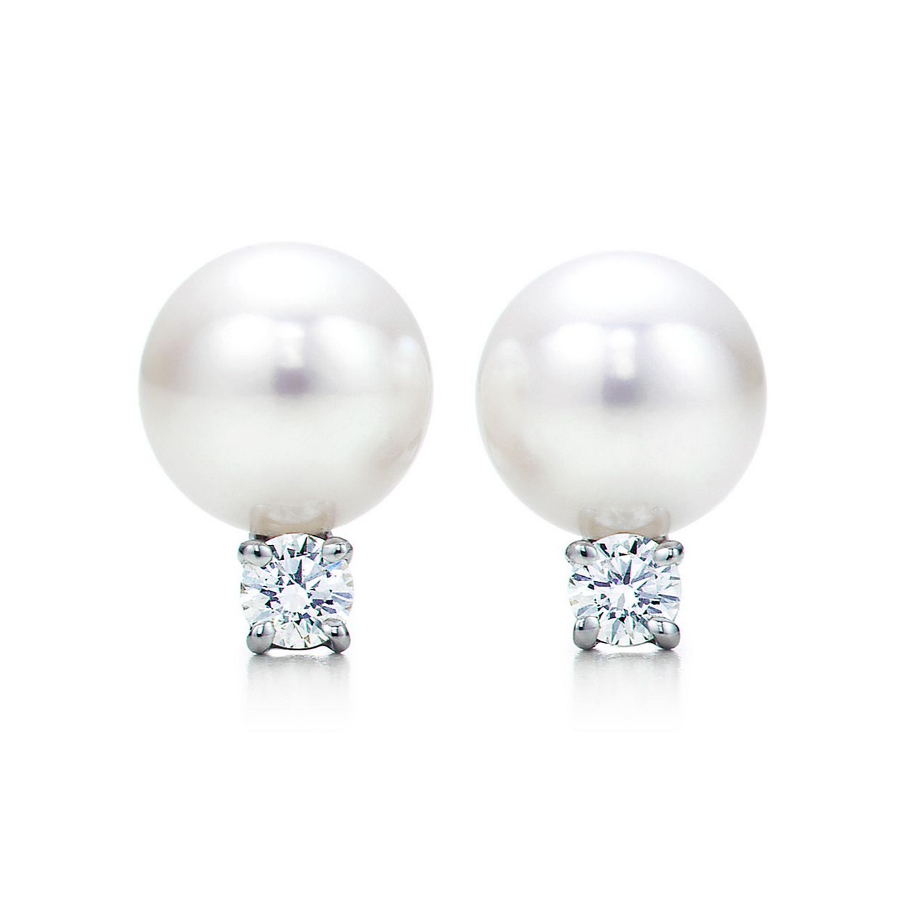 tiffany diamond pearl earrings