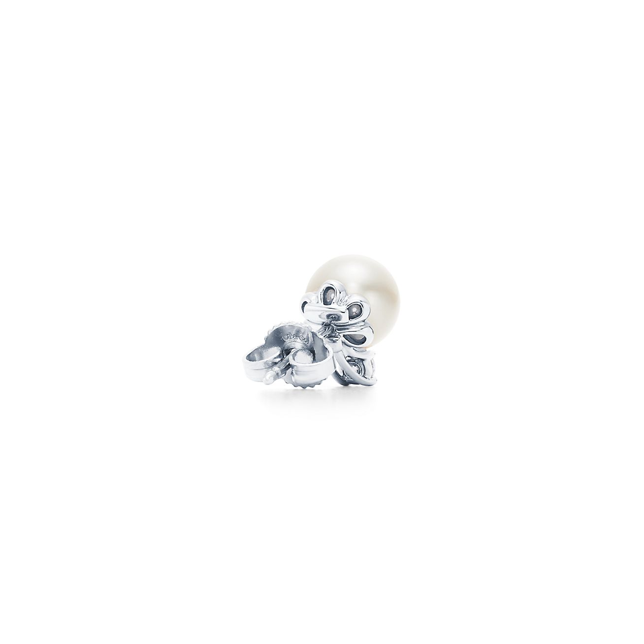 tiffany diamond and pearl earrings