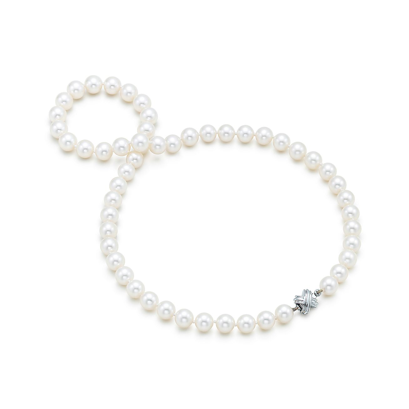 Tiffany Signature™ necklace of Akoya cultured pearls with 18k white ...