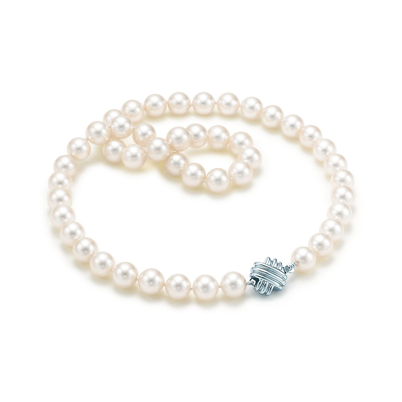 Tiffany Signature™ necklace of Akoya cultured pearls with 18k white ...