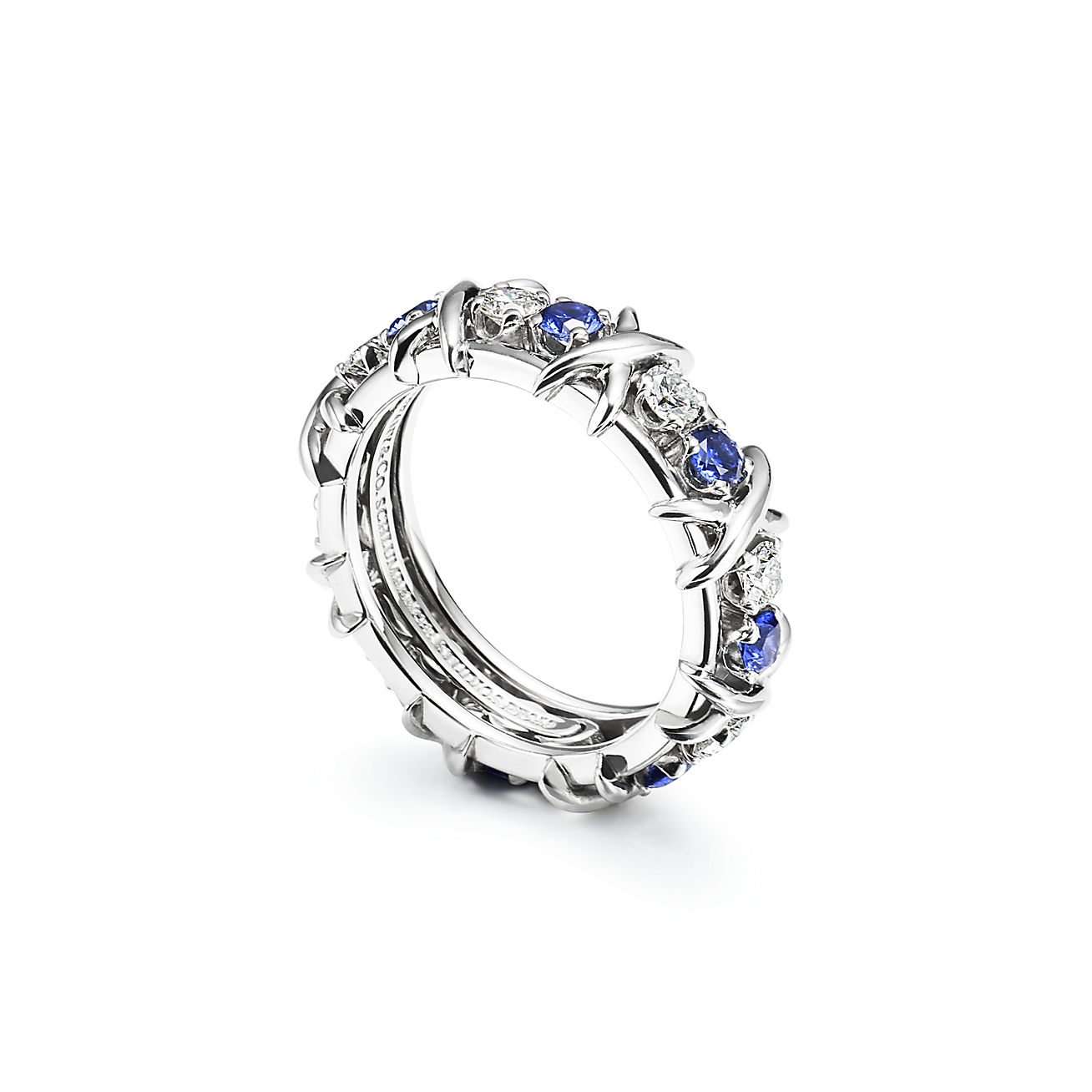Sixteen Stone by Tiffany Ring with Diamonds and Sapphires - Alternate shot 1