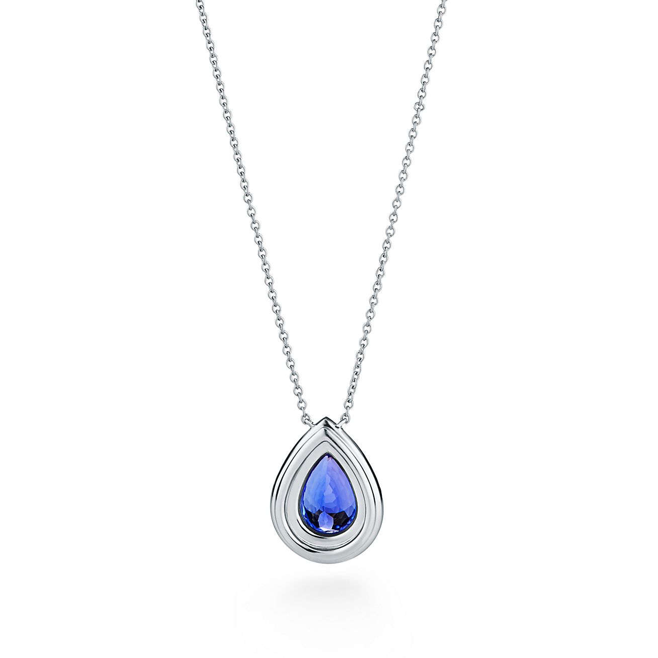 Tiffany Soleste pendant in platinum with diamonds and a tanzanite. - Alternate shot 1