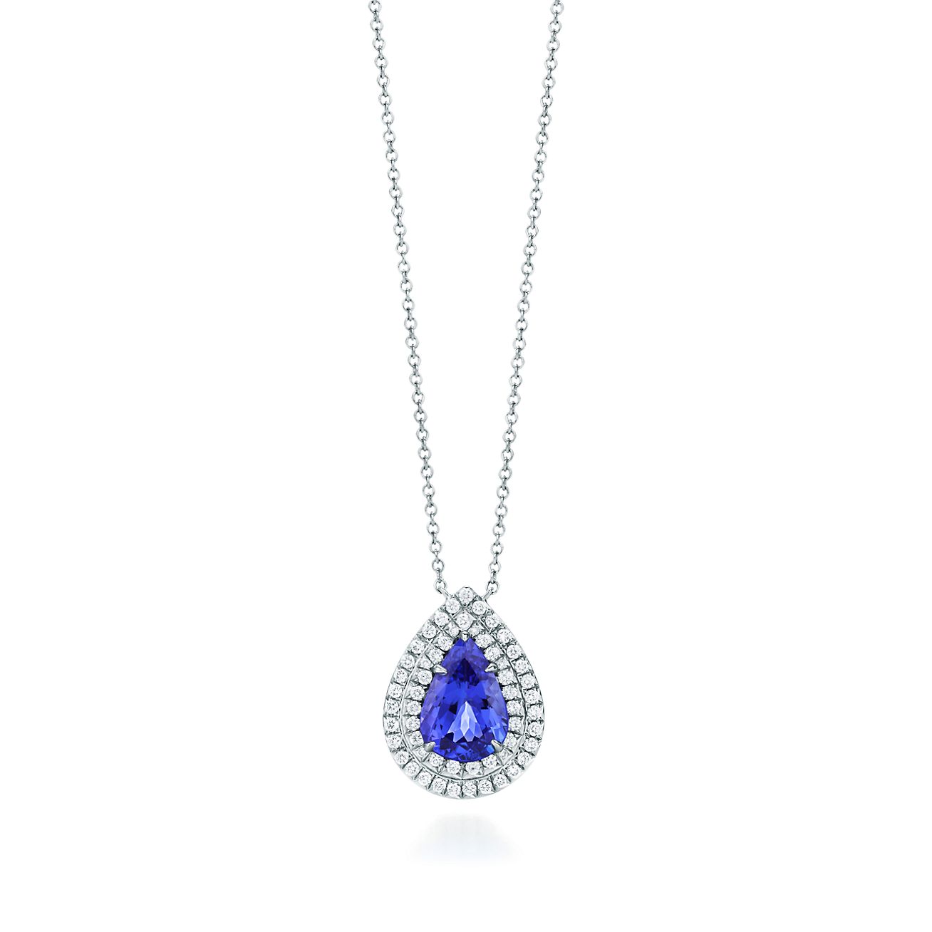 Tiffany Soleste pendant in platinum with diamonds and a tanzanite.