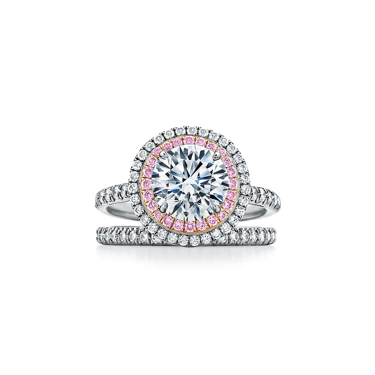 tiffany soleste double halo with pink diamonds