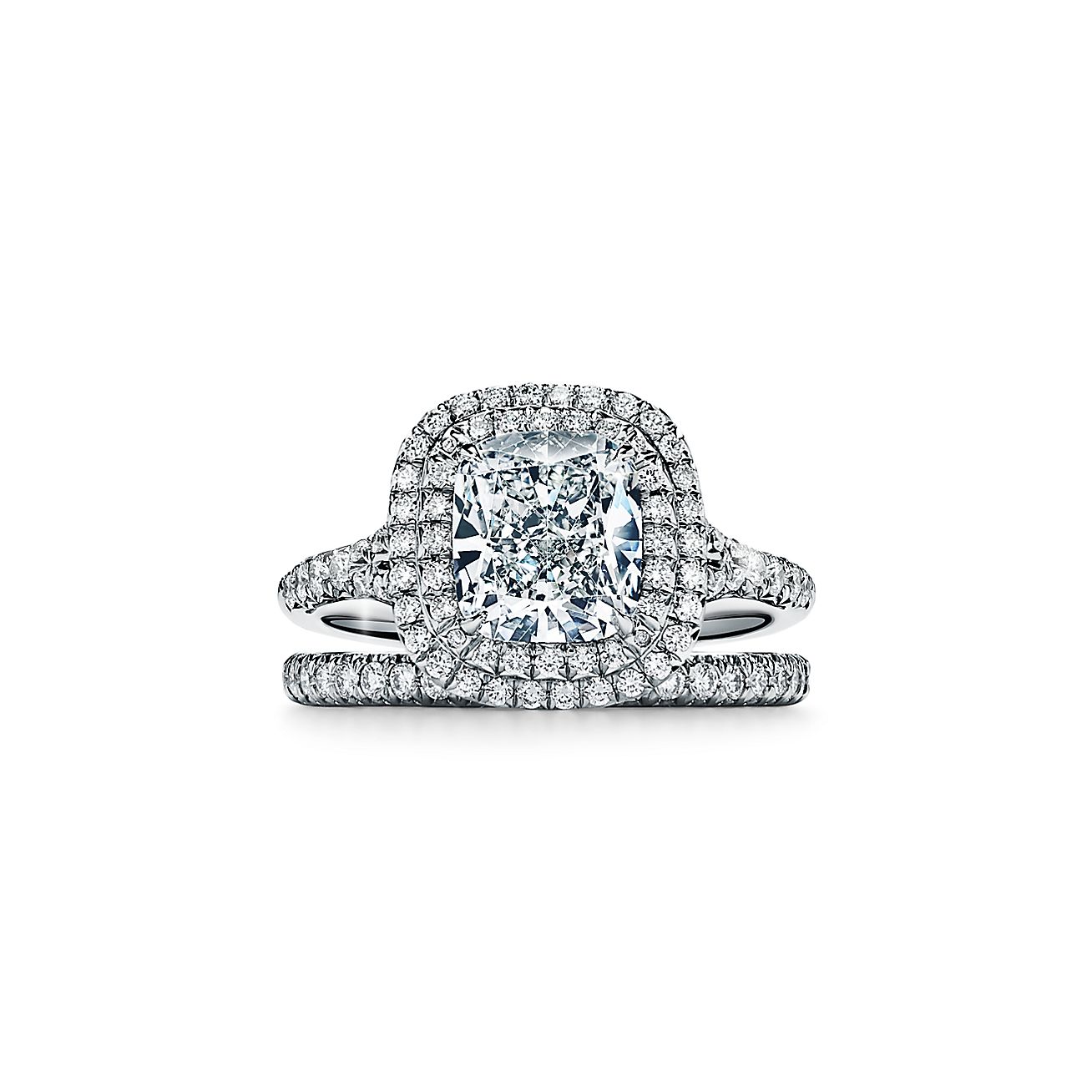 Tiffany Soleste® Heart-shaped Halo Engagement Ring With A Diamond Platinum  Band