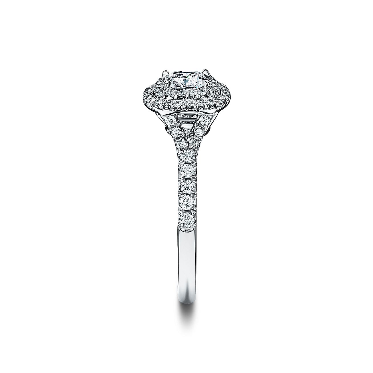 Tiffany & Co Soleste Round Diamond 0.90 tcw Pink Diamonds Double Halo  Platinum