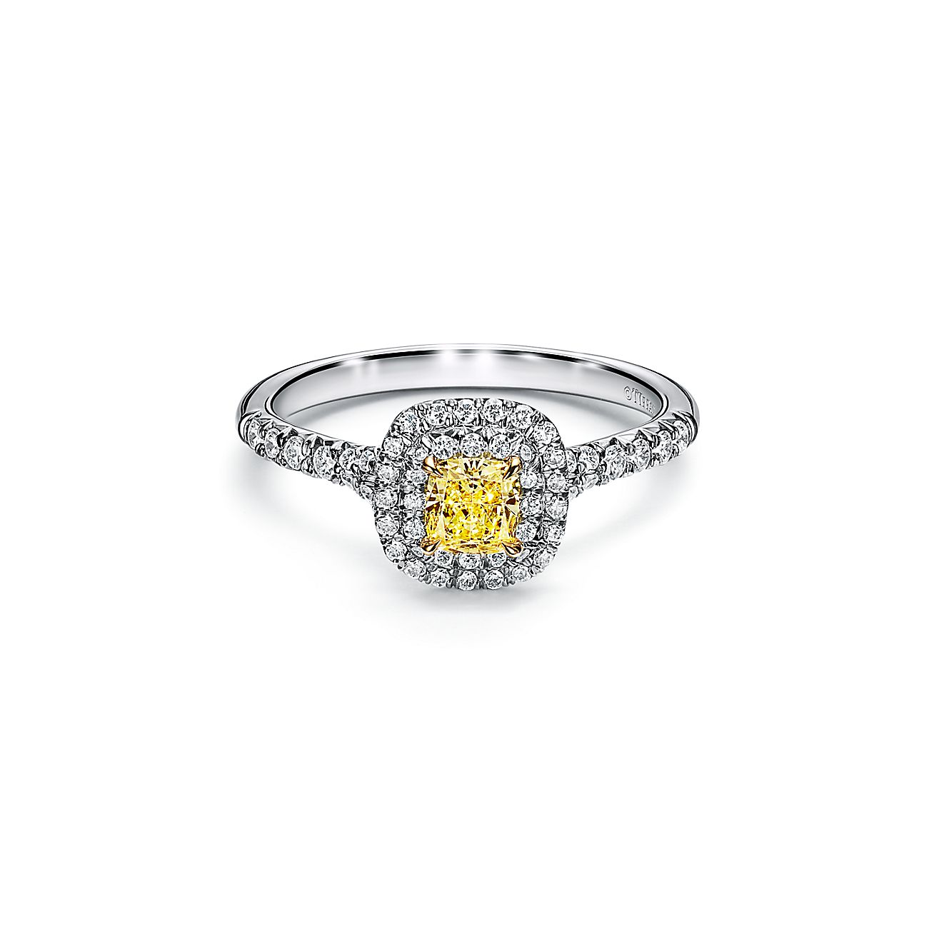 Tiffany & Co. Soleste Platinum Yellow Diamond Ring