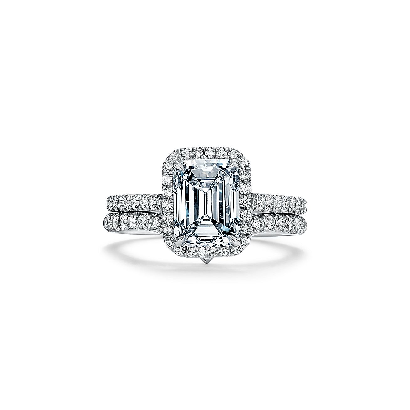 Nhẫn Tiffany & Co vàng trắng 18K Au750 Tiffany Soleste® Emerald-cut ...