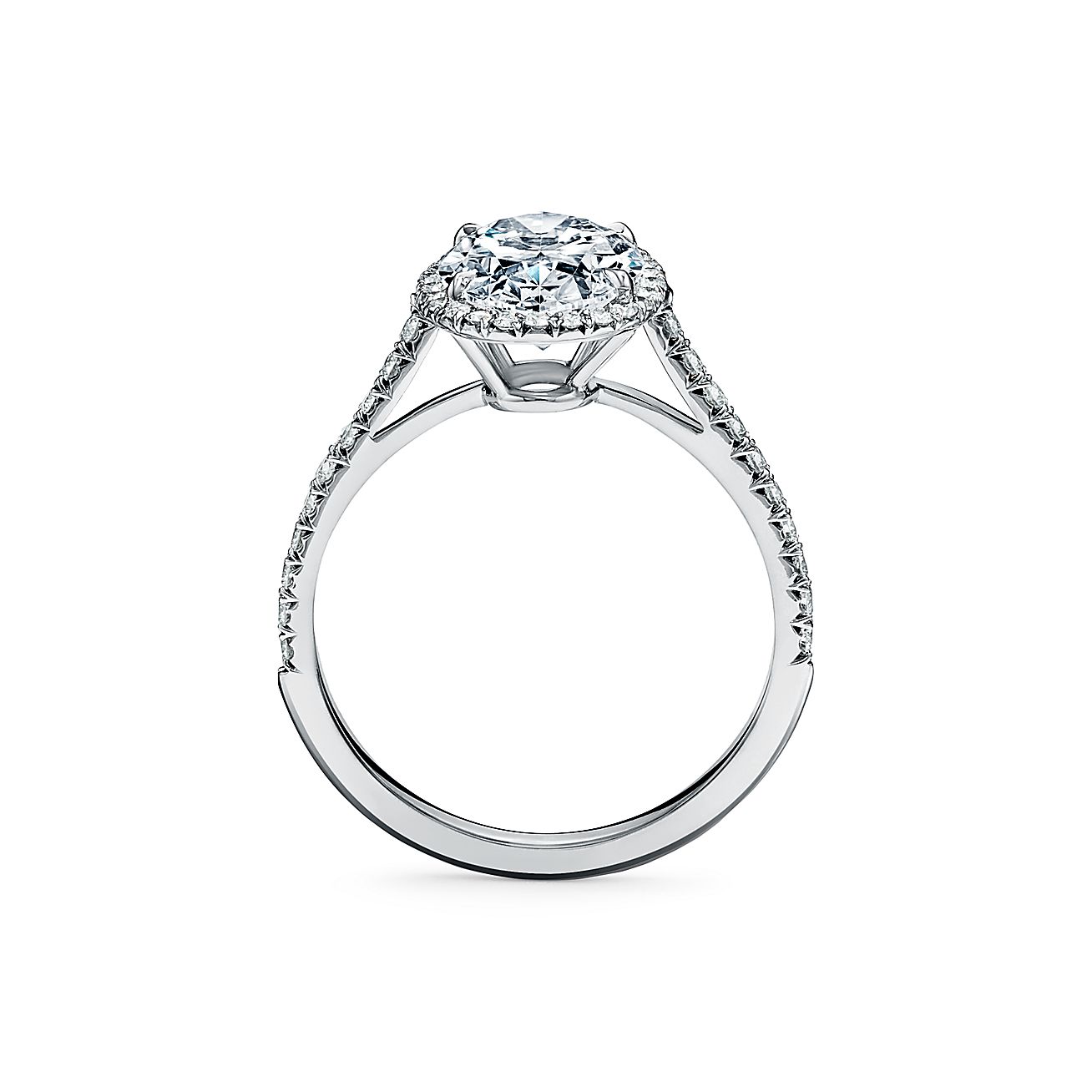 Tiffany Soleste® Oval Halo Engagement Ring With A Diamond Band In Platinum.  | Tiffany & Co.