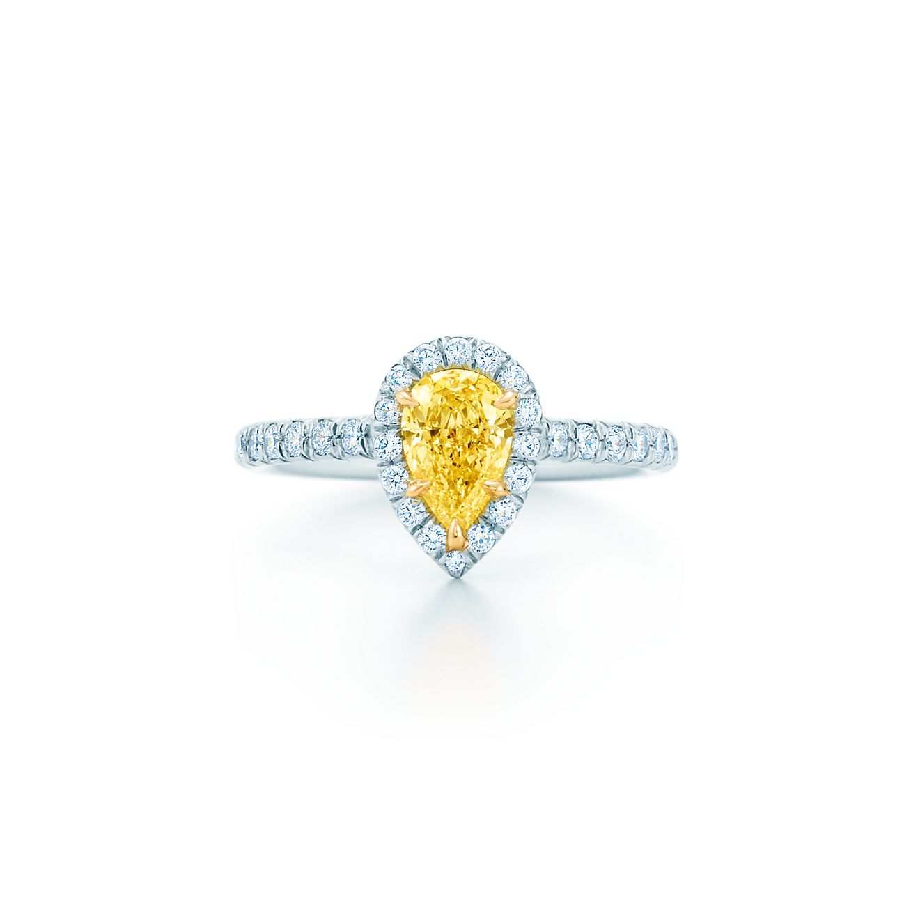 tiffany pear shaped yellow diamond ring