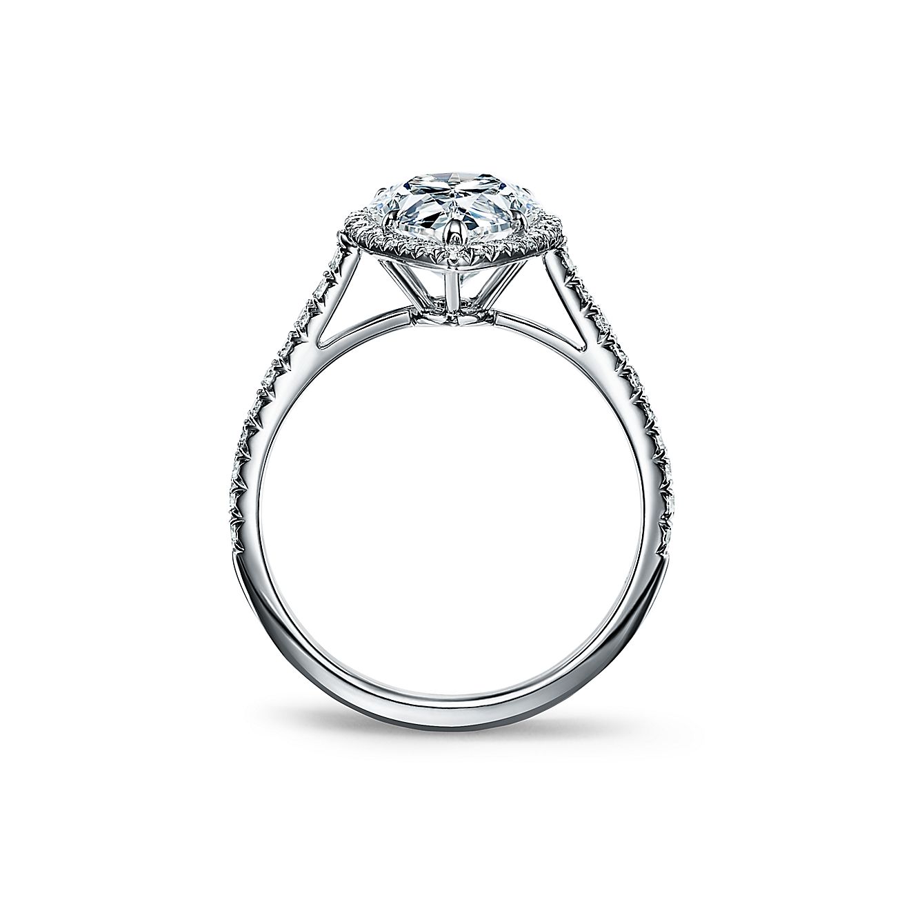 heet iets herten Tiffany Soleste® Pear-shaped Halo Engagement Ring with a Diamond Platinum  Band