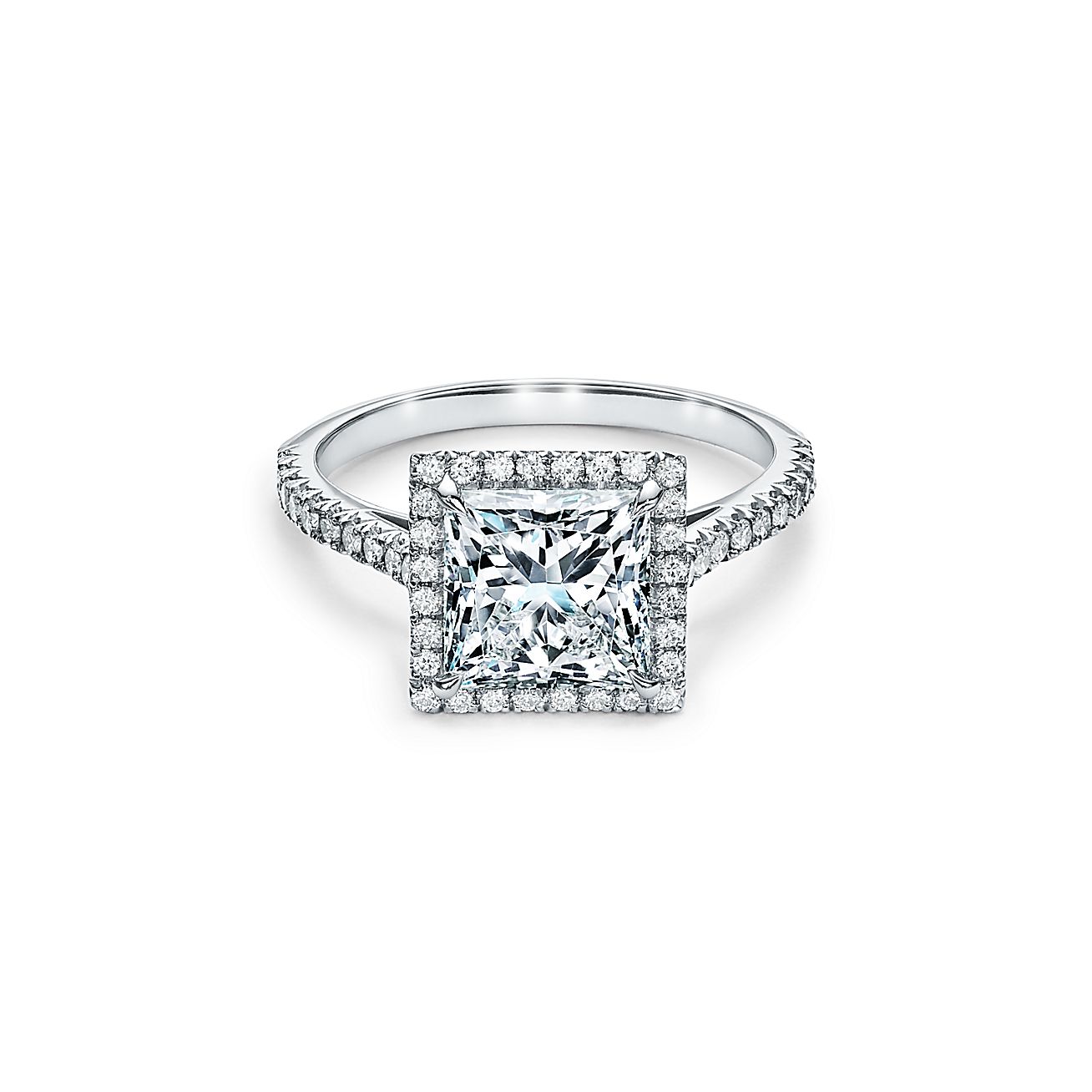 Tiffany Soleste® Princess-cut Halo with a Diamond Platinum Band