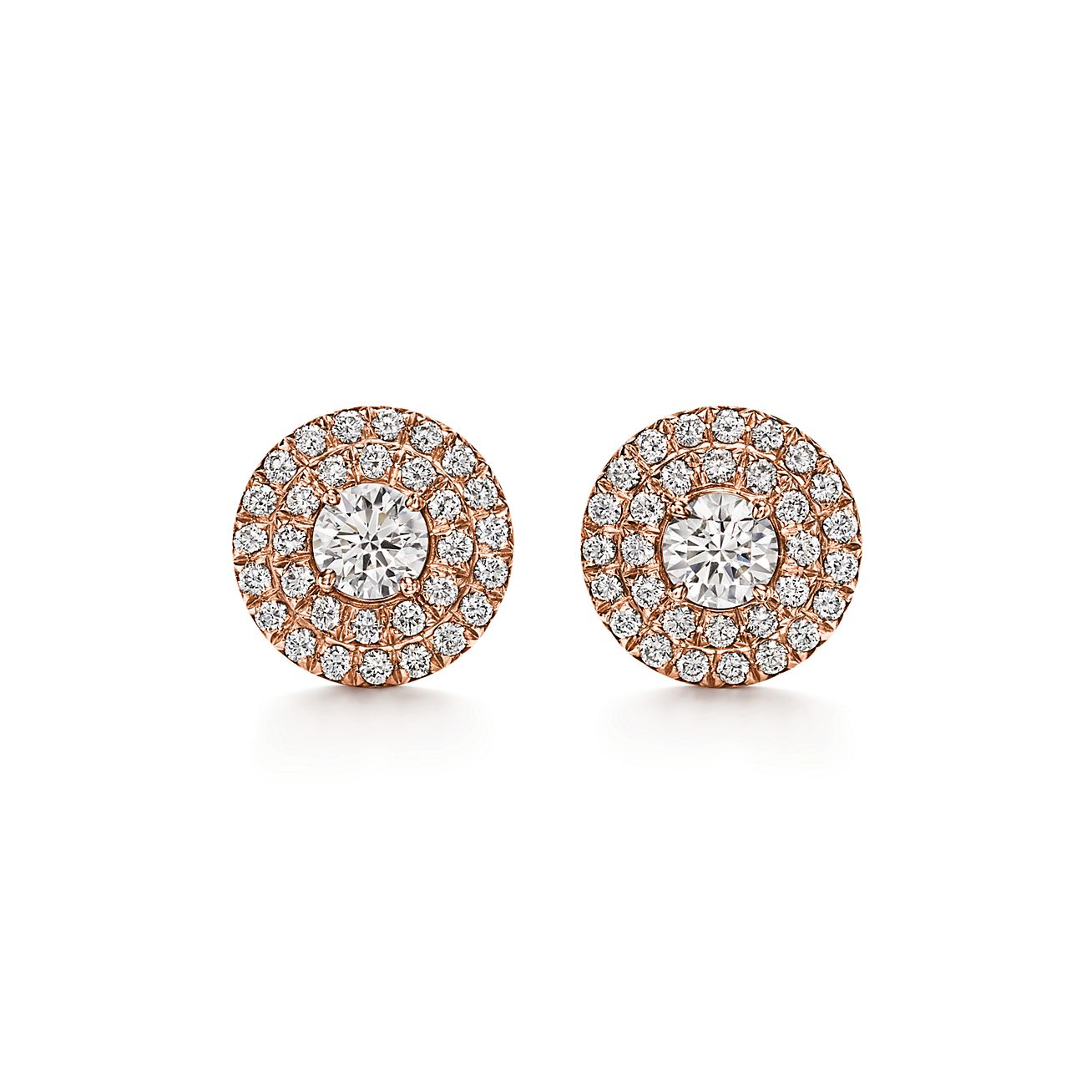 Tiffany Soleste earrings in 18k rose gold with diamonds. | Tiffany & Co.