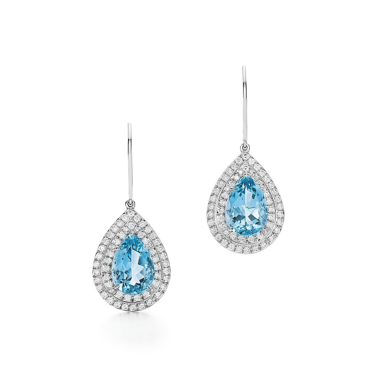 Tiffany Soleste earrings in platinum with diamonds and aquamarines ...