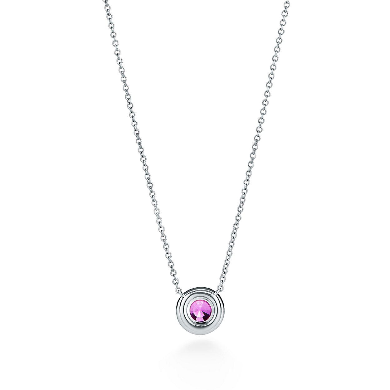 Tiffany Soleste Pendant In Platinum With A Pink Sapphire And Diamonds Tiffany Co