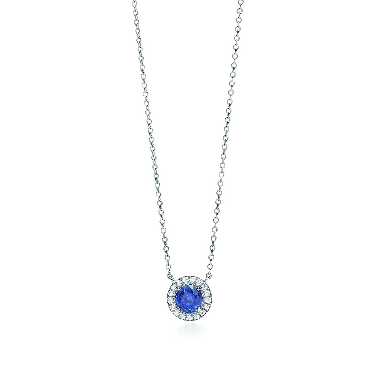 Sapphire Necklace 1/10 ct tw Diamonds 10K White Gold | Kay