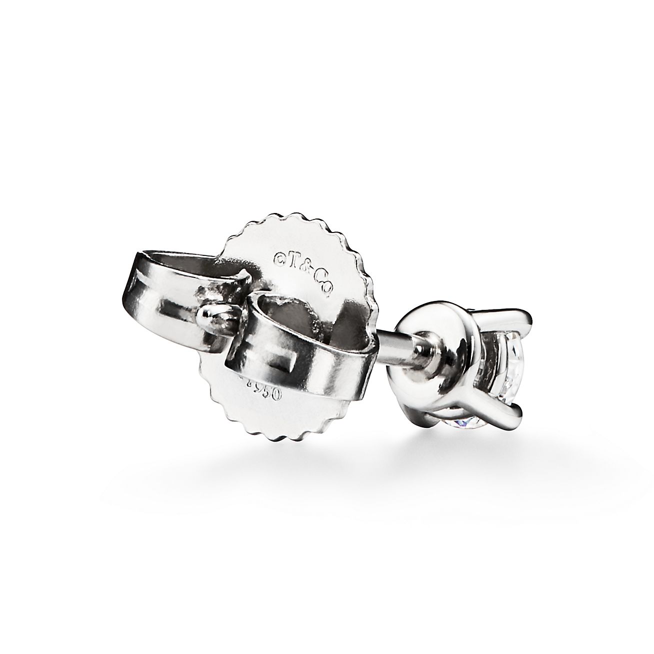 Tiffany solitaire diamond earrings in platinum. | Tiffany