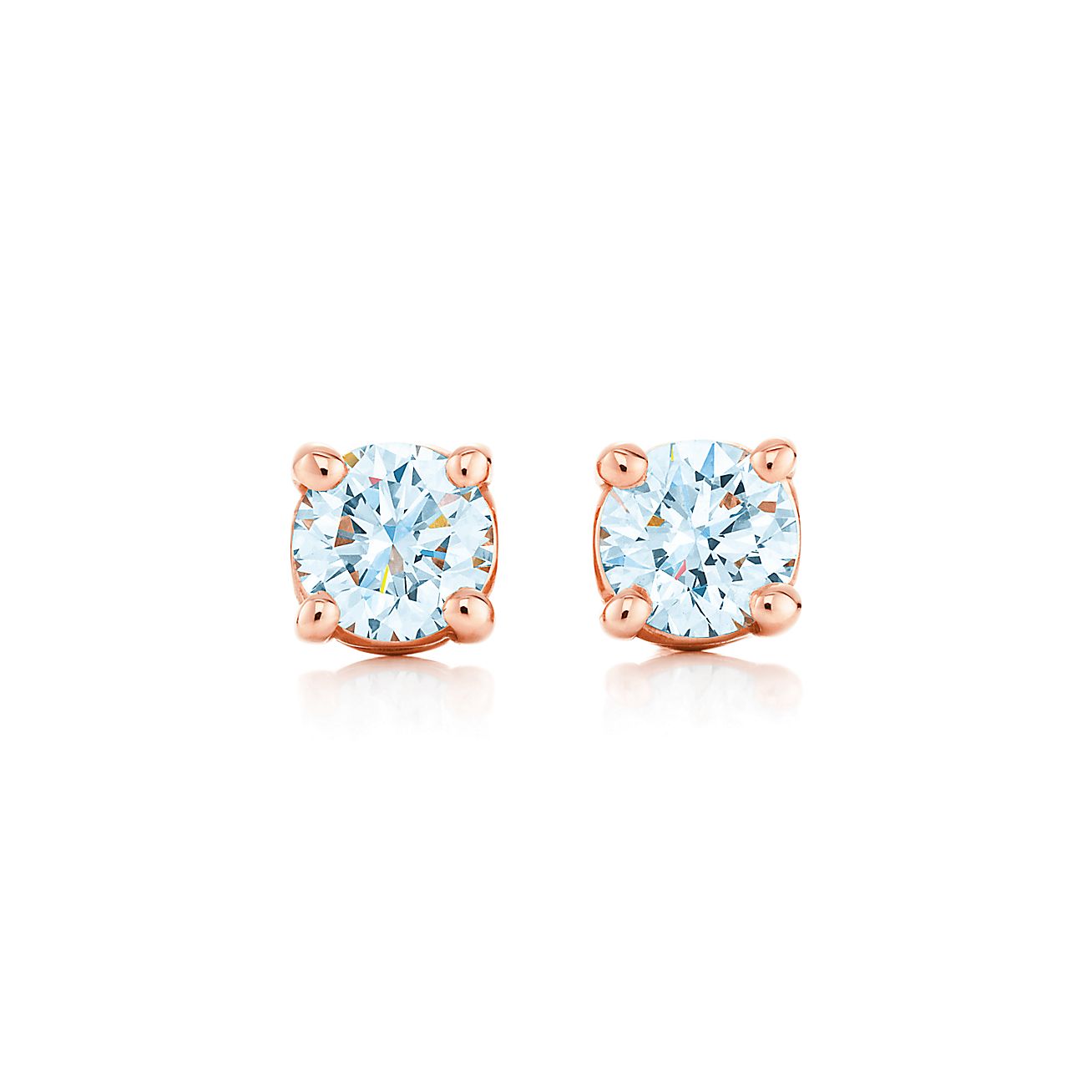 Tiffany Solitaire Diamond Earrings In 18k Rose Gold Tiffany Co
