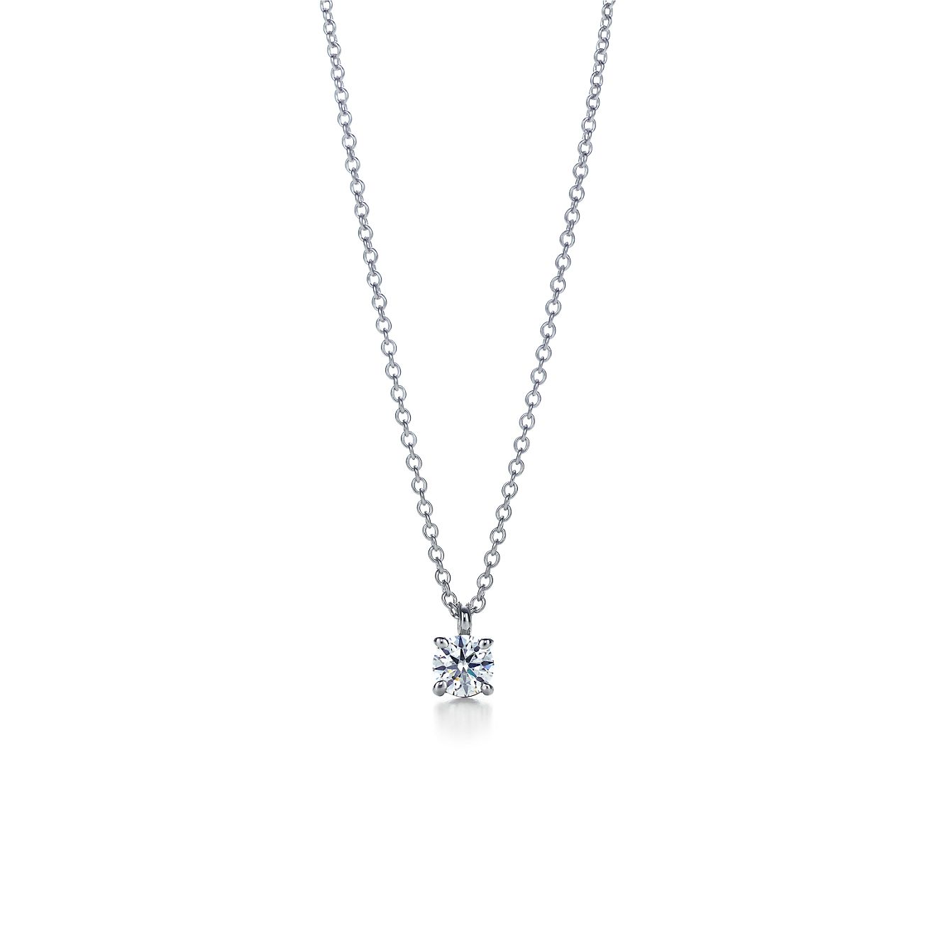 Tiffany solitaire diamond pendant in 