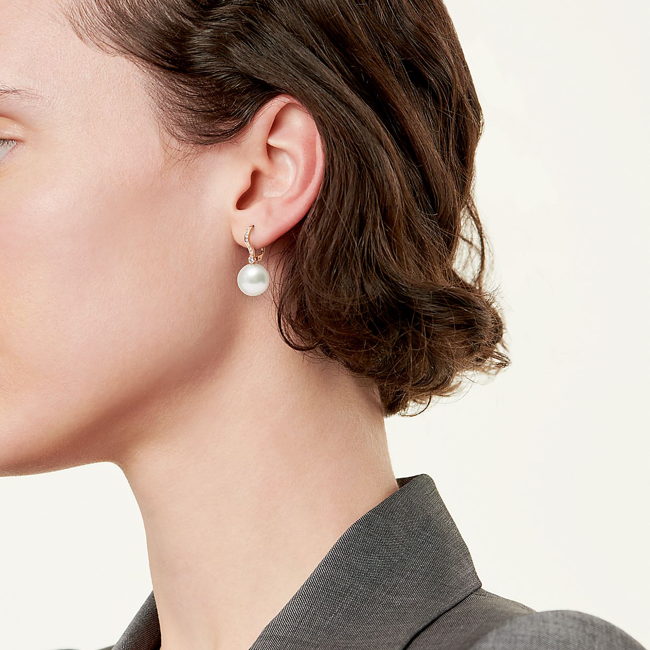 Earrings in 18k rose gold with South Sea cultured pearls and diamonds. |  Tiffany & Co.