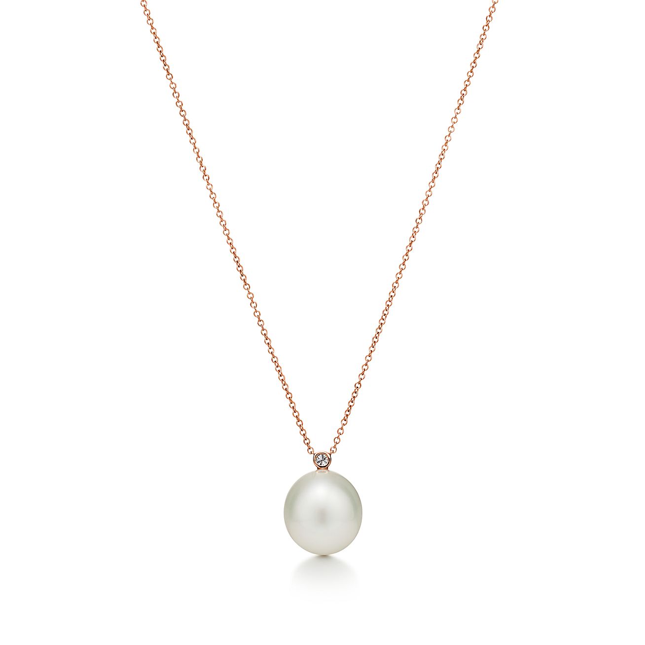 Tiffany & Co Silver Heart Cap Pearl Necklace Pendant Charm Chain Rare 17.5  Inch