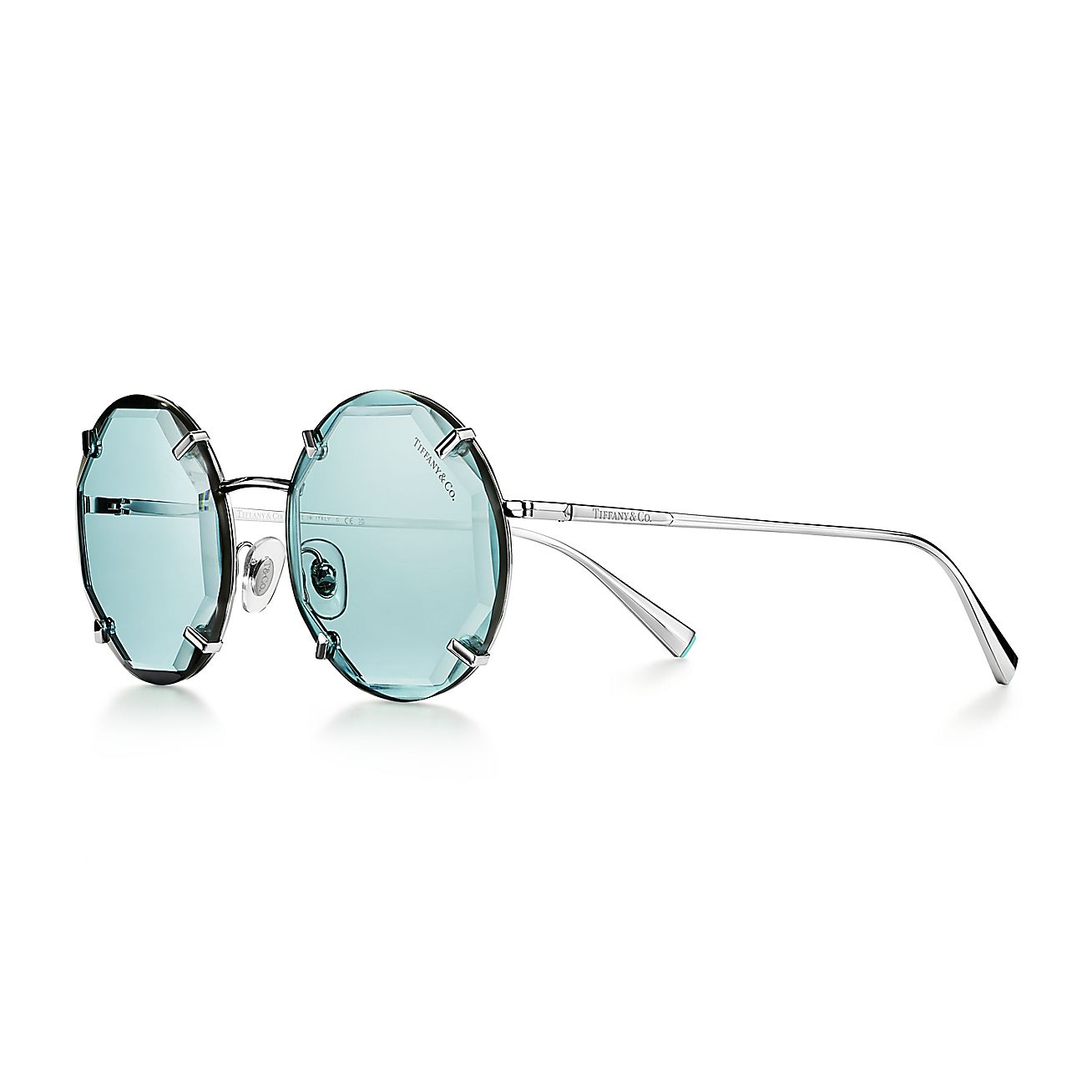 Sunglasses in Silver-colored Metal with Tiffany Blue® Lenses | Tiffany