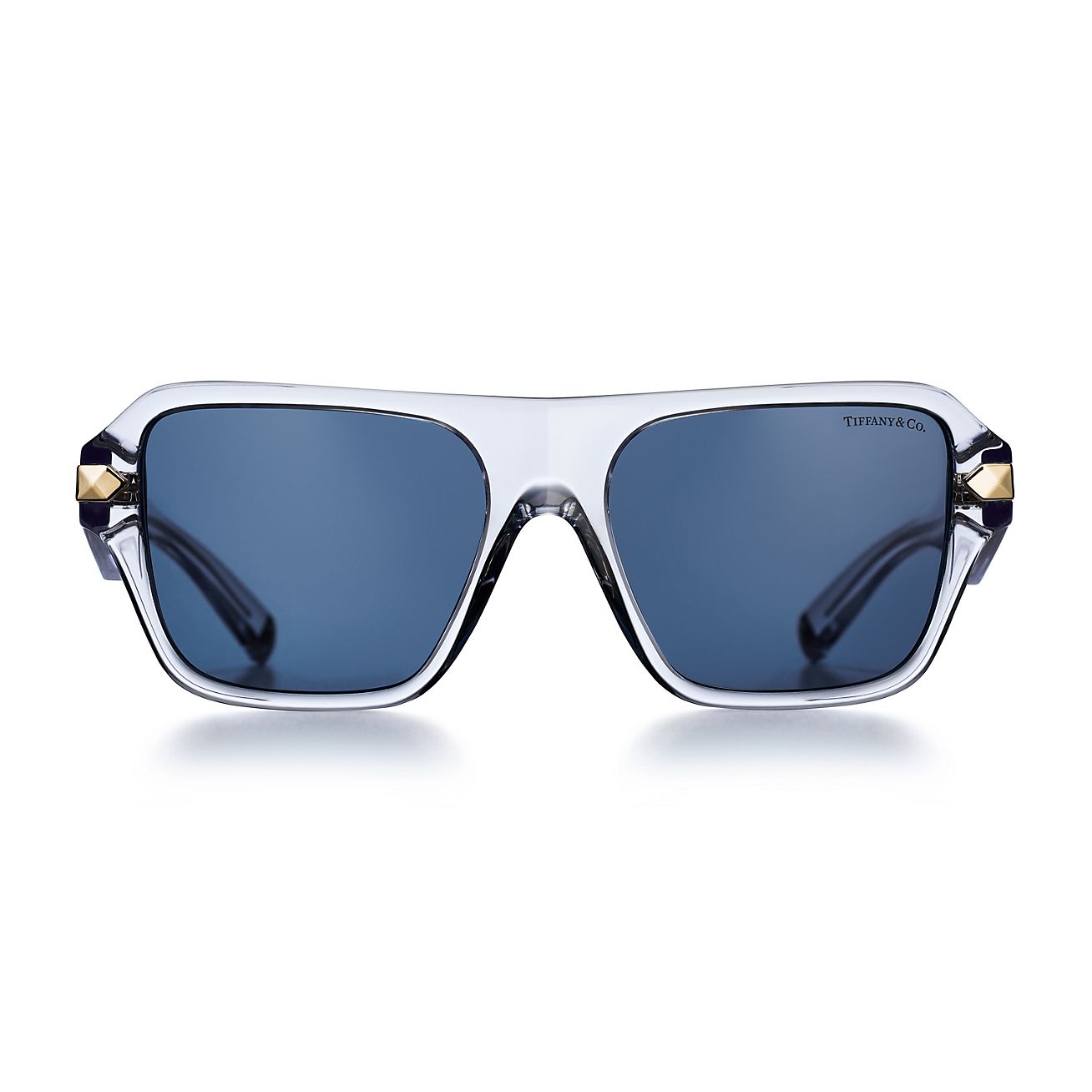 Tiffany Sunglasses in Clear Acetate with Dark Blue Lenses