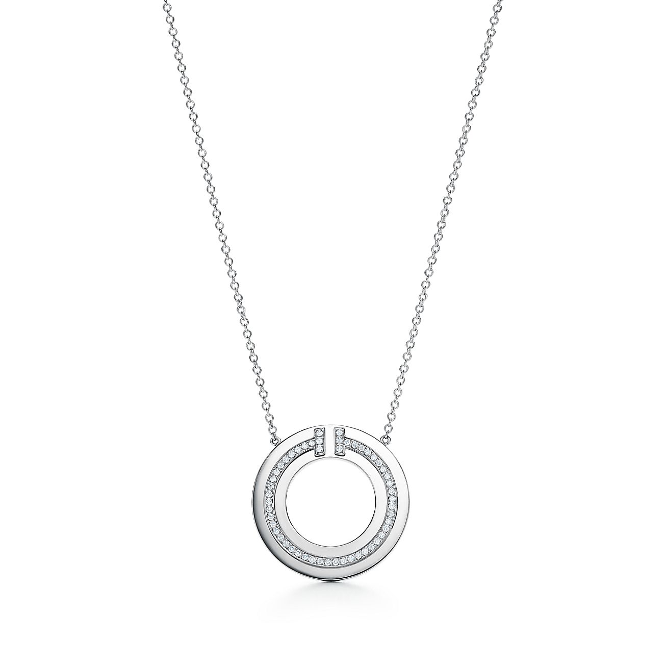 Tiffany T diamond circle pendant in 18k 