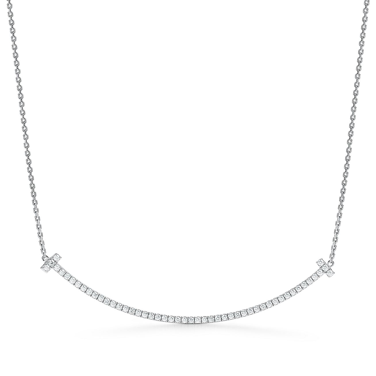 TIFFANY & CO. Sterling Silver Small T Smile Pendant Necklace