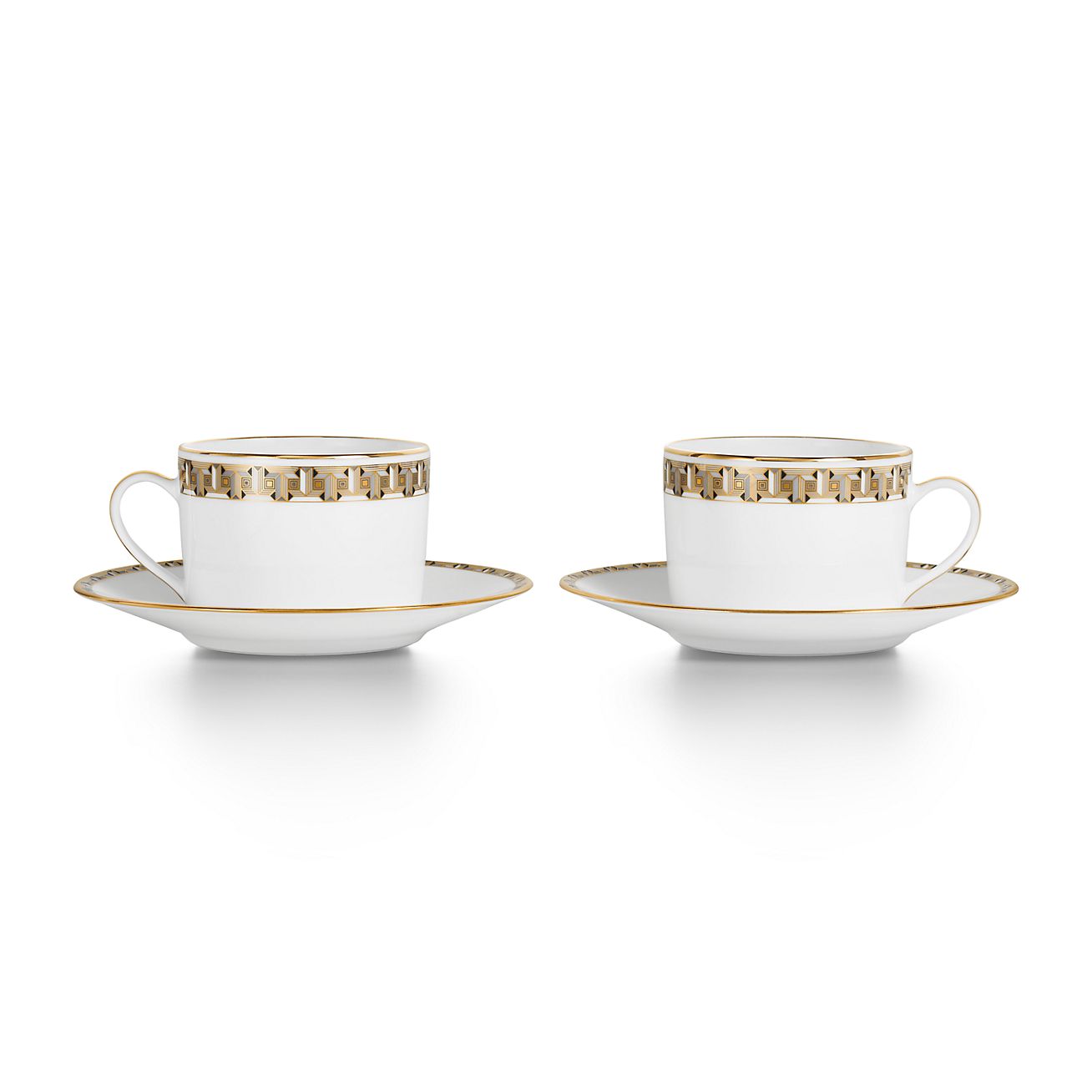 黑色Tiffany T True 茶杯和杯盤一套兩件，配金邊| Tiffany & Co.