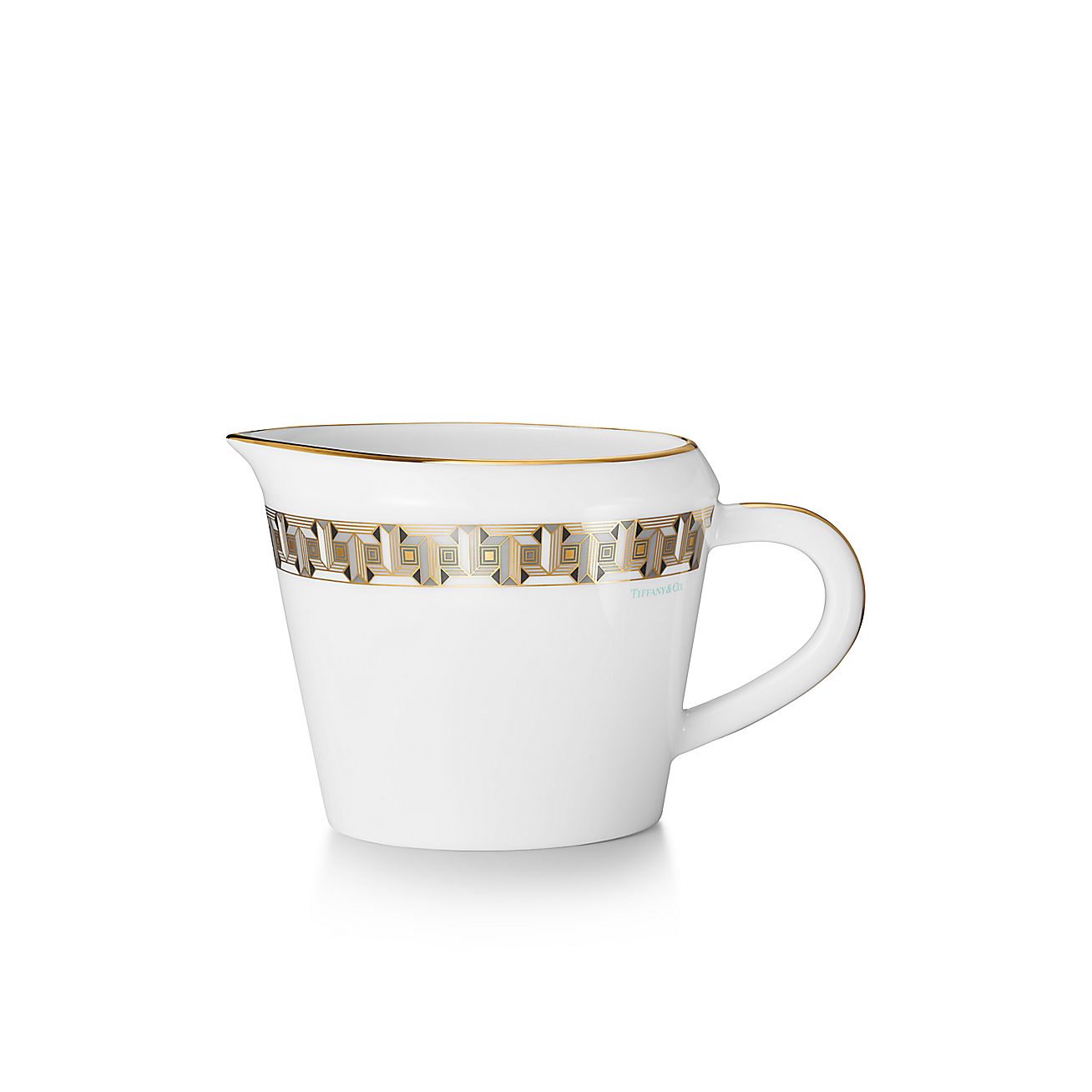 Black Tiffany T True Creamer with a Hand-painted Gold Rim
