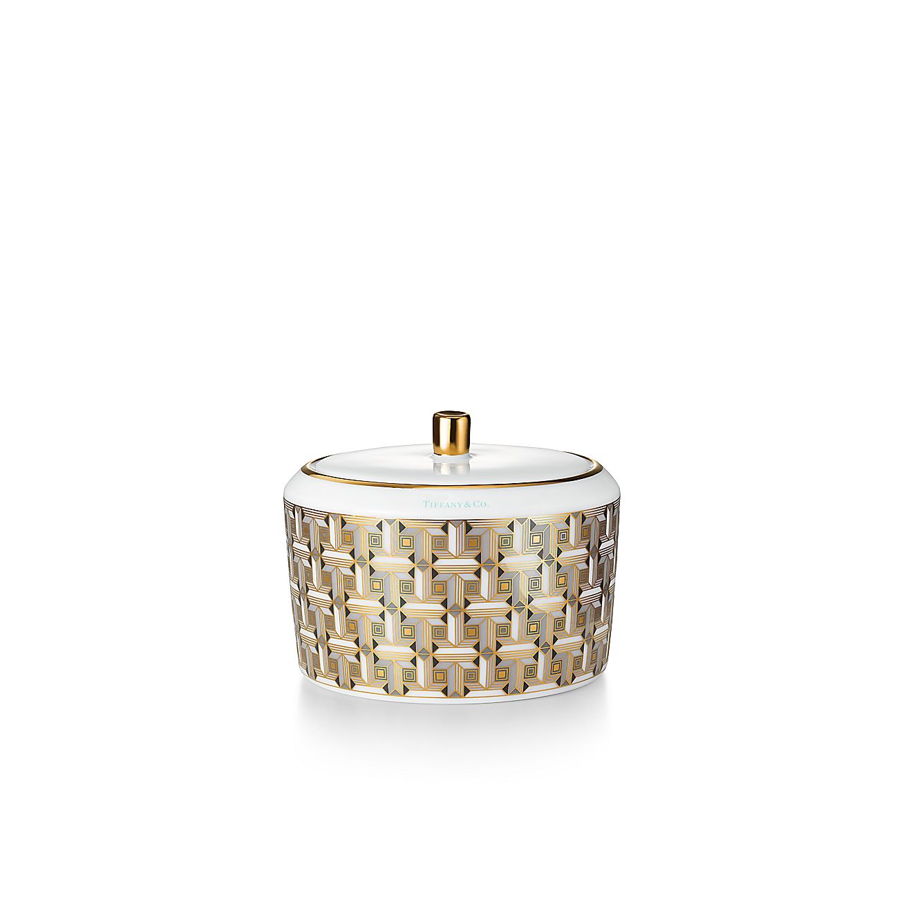 Black Tiffany T True Sugar Bowl with a Hand-painted Gold Rim | Tiffany ...